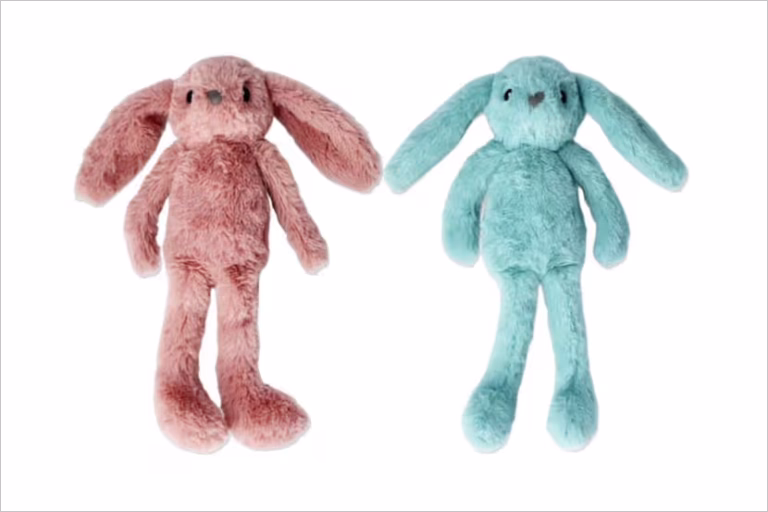 Veiligheidswaarschuwing knuffelkonijn (roze en blauw) van Flying Tiger