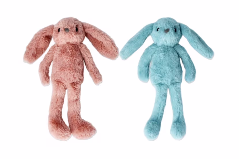 Veiligheidswaarschuwing knuffelkonijn (roze en blauw) van Flying Tiger
