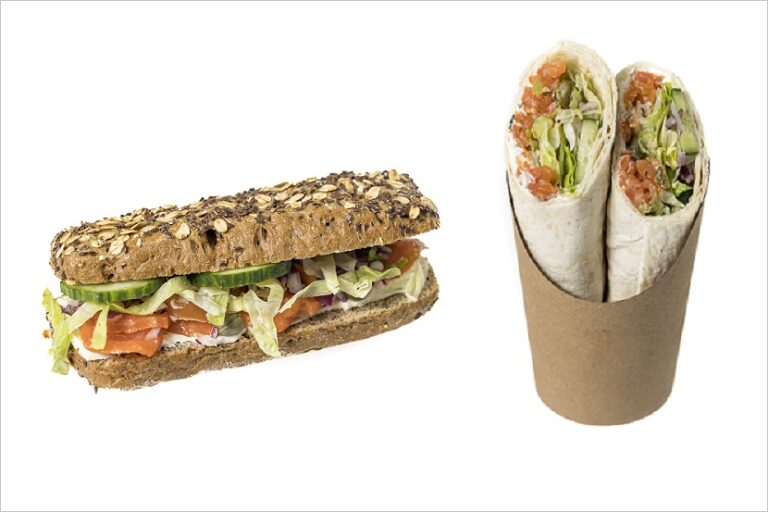 Terugroepactie volkoren bun gerookte zalm en wrap met gerookte zalm van Mama's Maaltijden