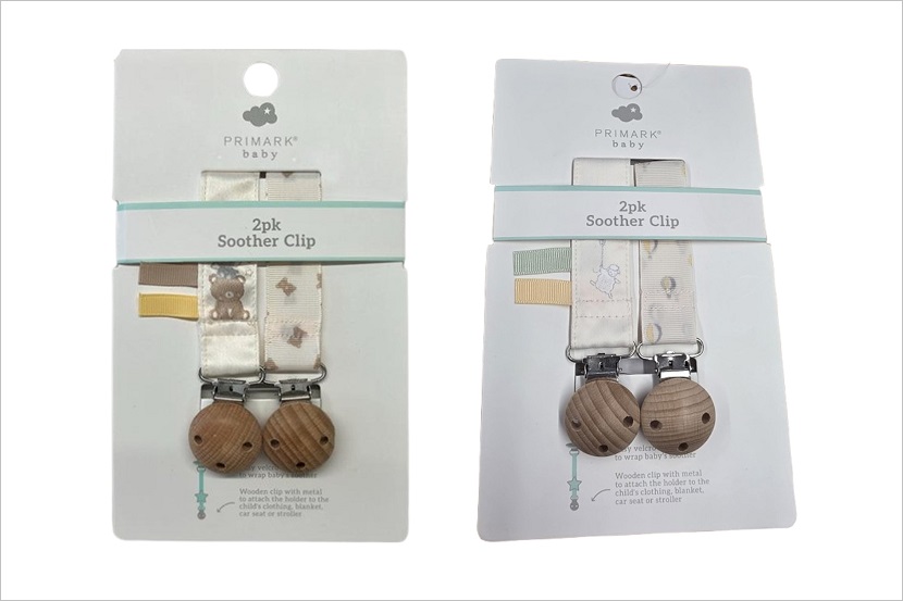 Terugroepactie fopspenen met clip Balloon en Baby Bear van Primark