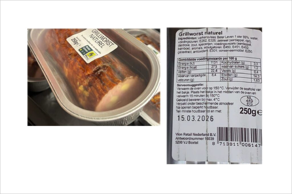 Terugroepactie Grillworst Naturel van Nettorama (melkallergie)