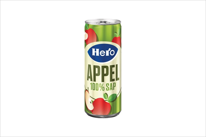 Terugroepactie Hero blikje appelsap 250 ml (cafeïne)